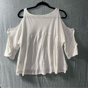 Free people we the free White linen blend cold Shoulder slouchy T-shirt Petite S